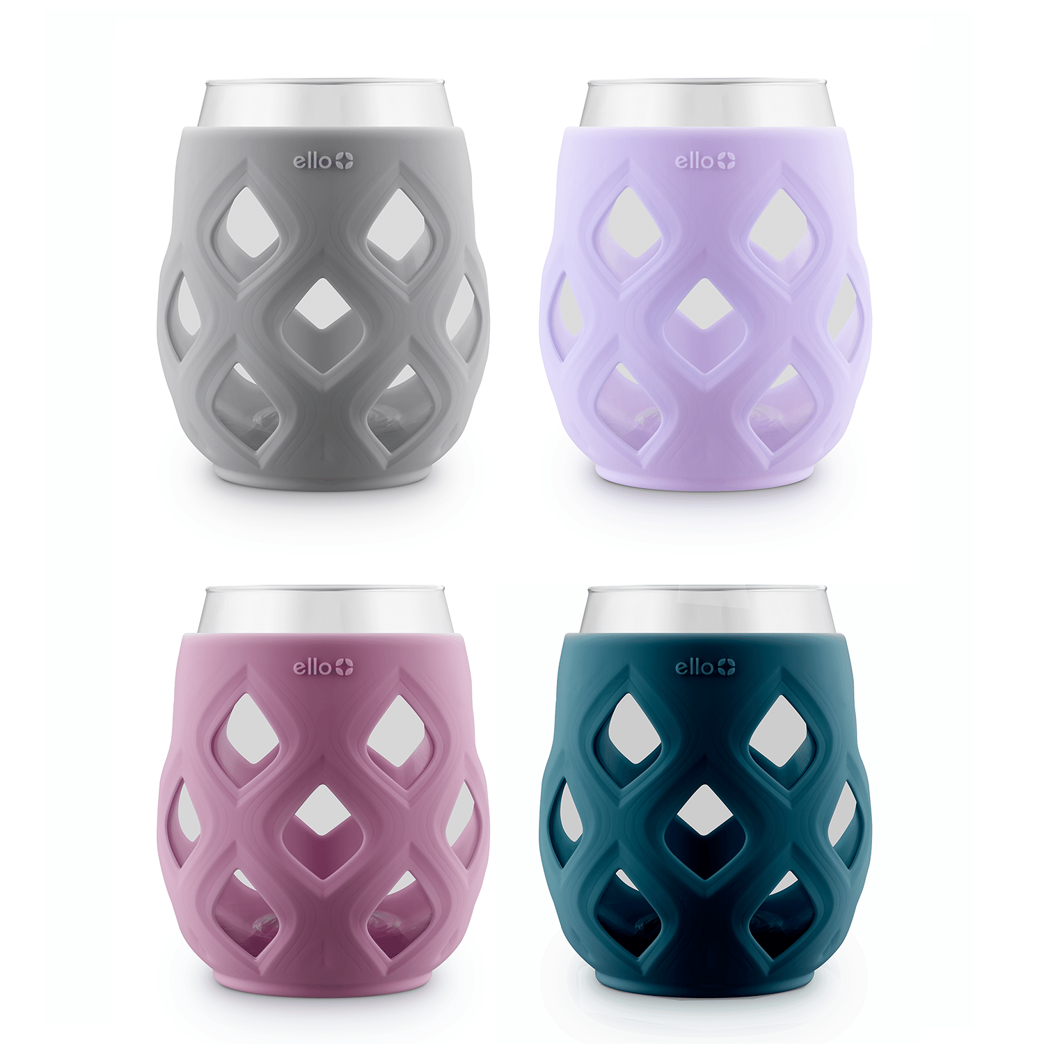 Cru Stemless Wine Glass Set with Silicone Protection - Berry Smash