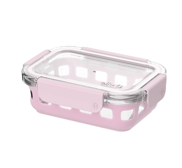 Ello Duraglass Food Storage Glass Lunch Bowl Container - Meal Prep Container with Silicone Sleeve and Airtight Lid, 5 Cup, Cashmere Pink