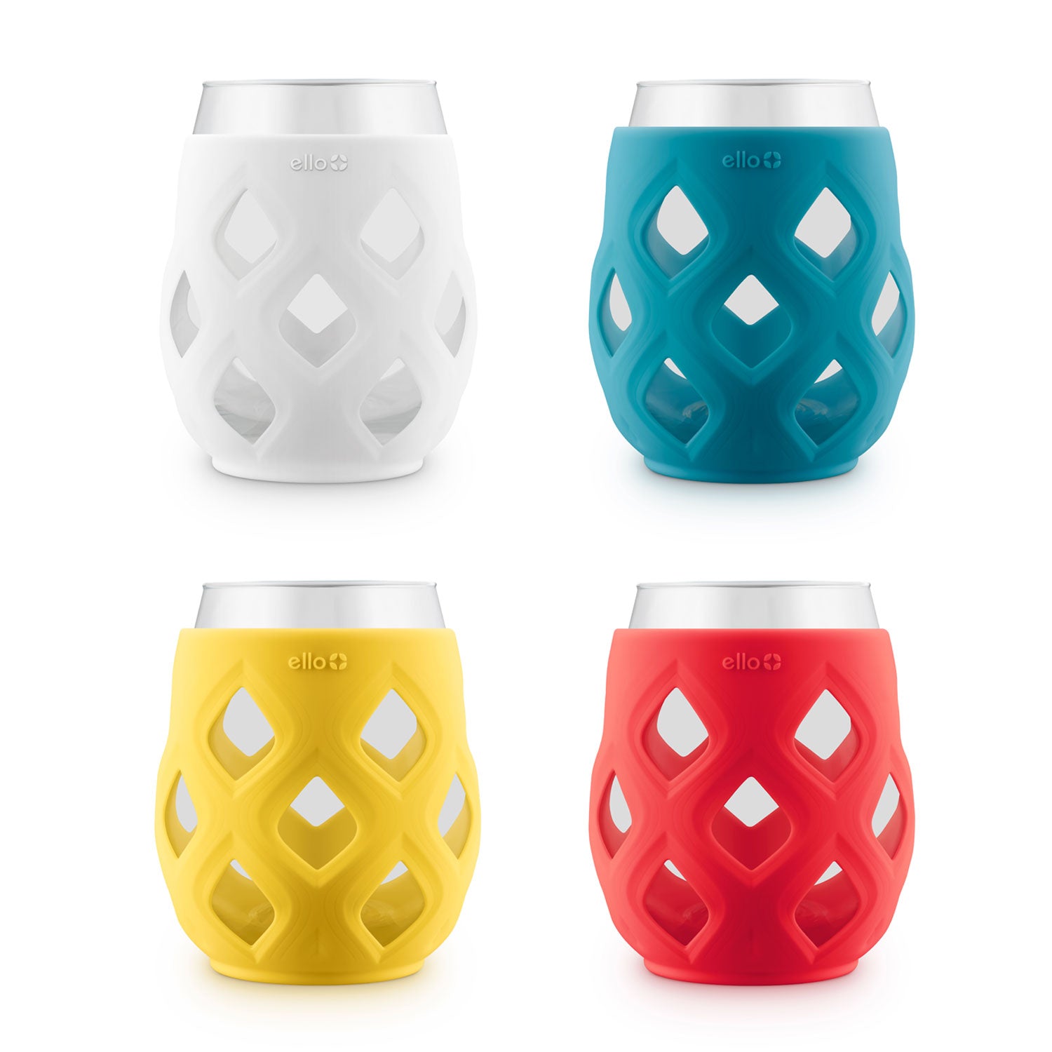 Ello Stemless Wine Glasses w/ Silicone Sleeves 4-Pack Only $13.87 on