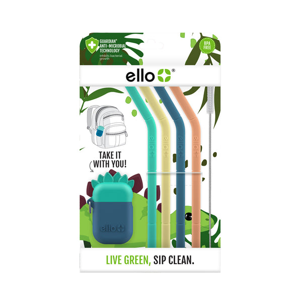 Kids Fold and Store Silicone Straw Set with Case – Ello