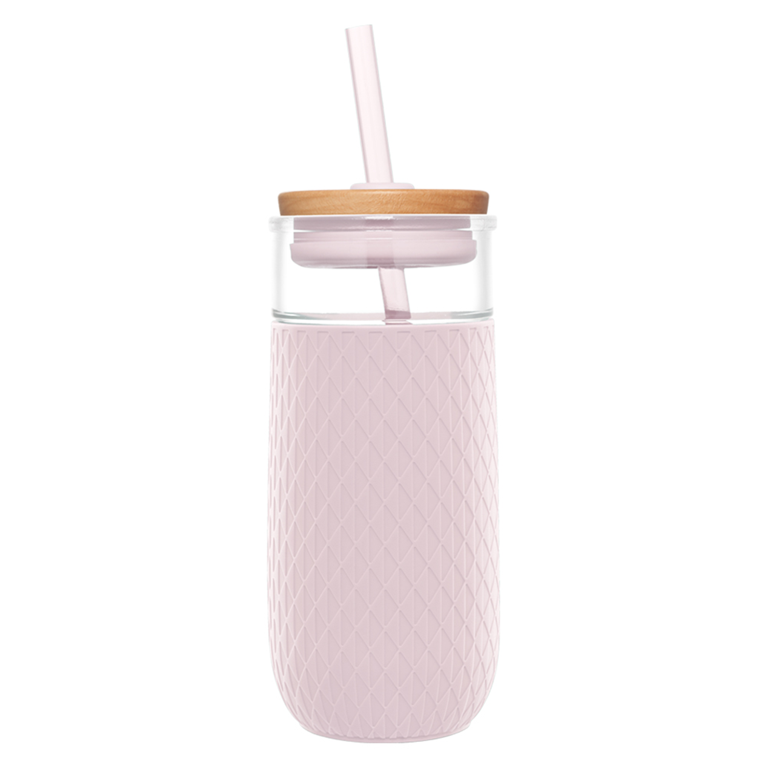 40 oz Glass Tumbler with Handle Glass Water Bottles with Bamboo Lid and Straw Reusable Iced Coffee Cup with Silicone Sleeve Leak Proof for Smoothie