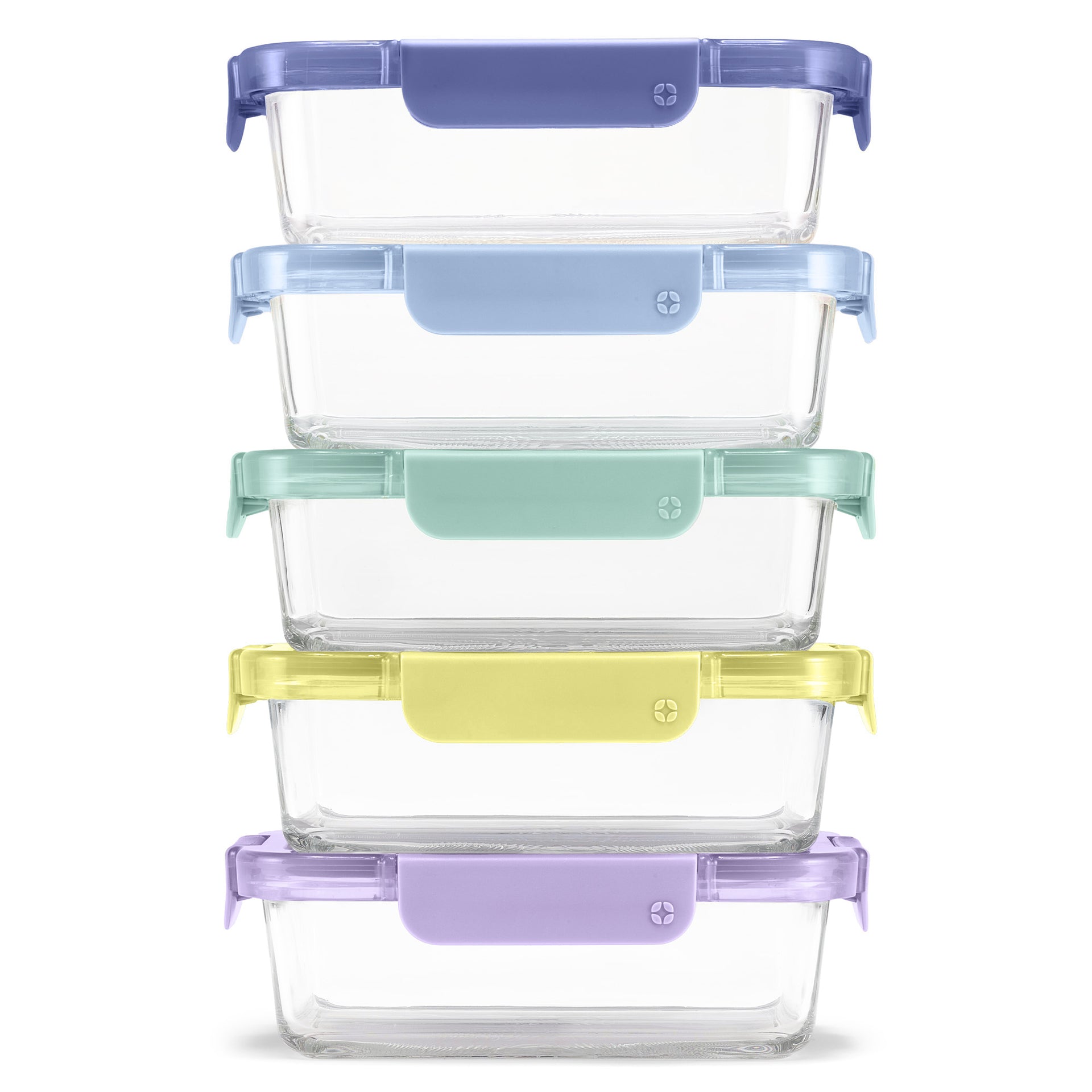 Color Lock® Glass Food Storage, 3.4 Cup Set of 5