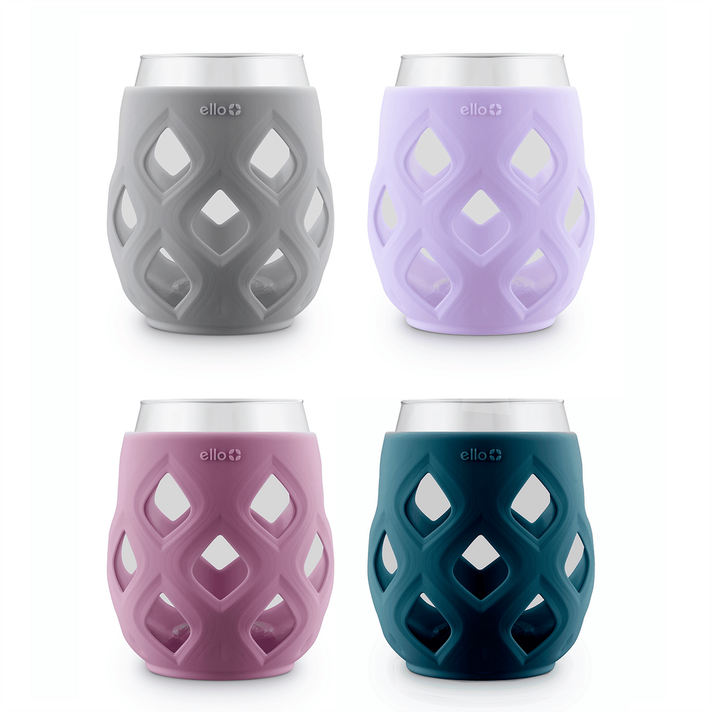 Ello Products, Cru Stemless Wine Glass Set with Silicone Protection