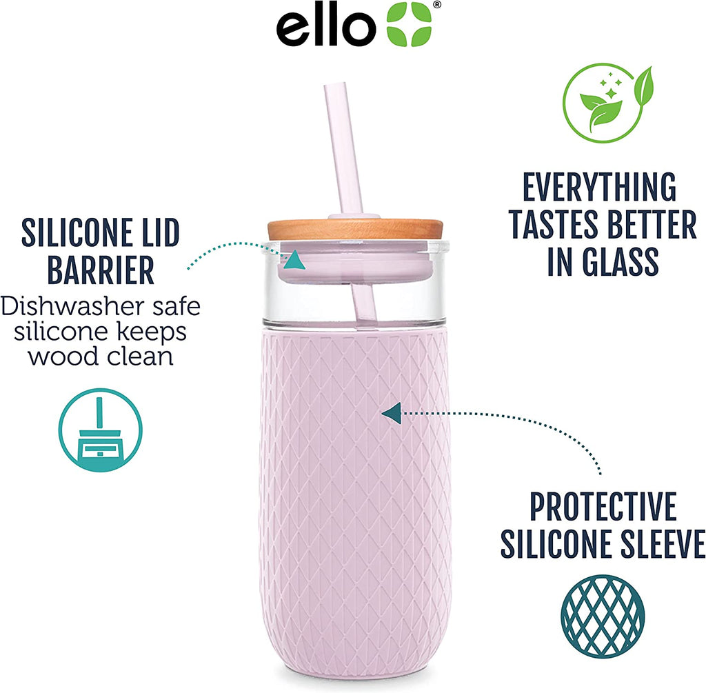 ColoVie Glass Tumbler with 3 IN 1 Lids and Glass Straws(Extra Silicone  Tips), Silicone Protective