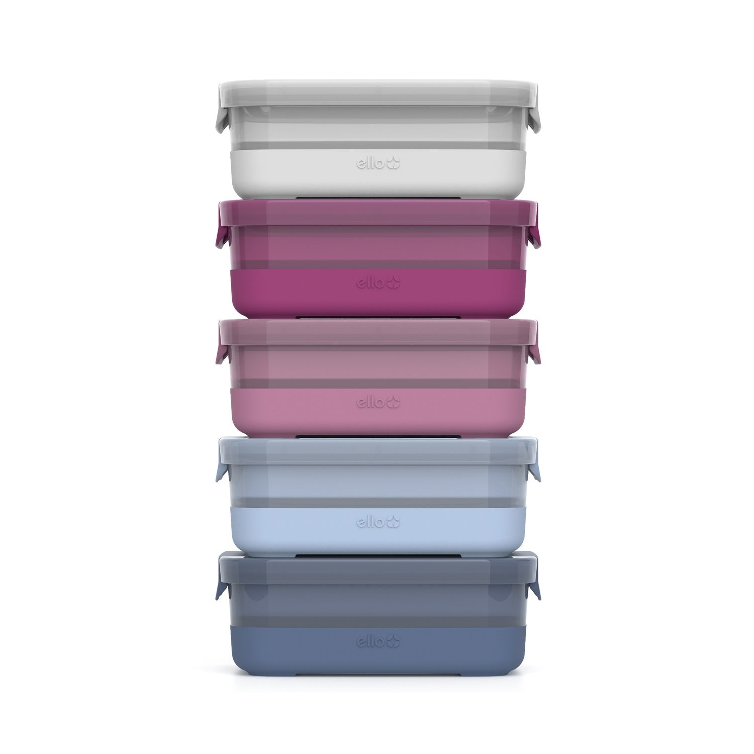 Plastic Food Storage 3.7c Containers with Soft Base, Set of 5
