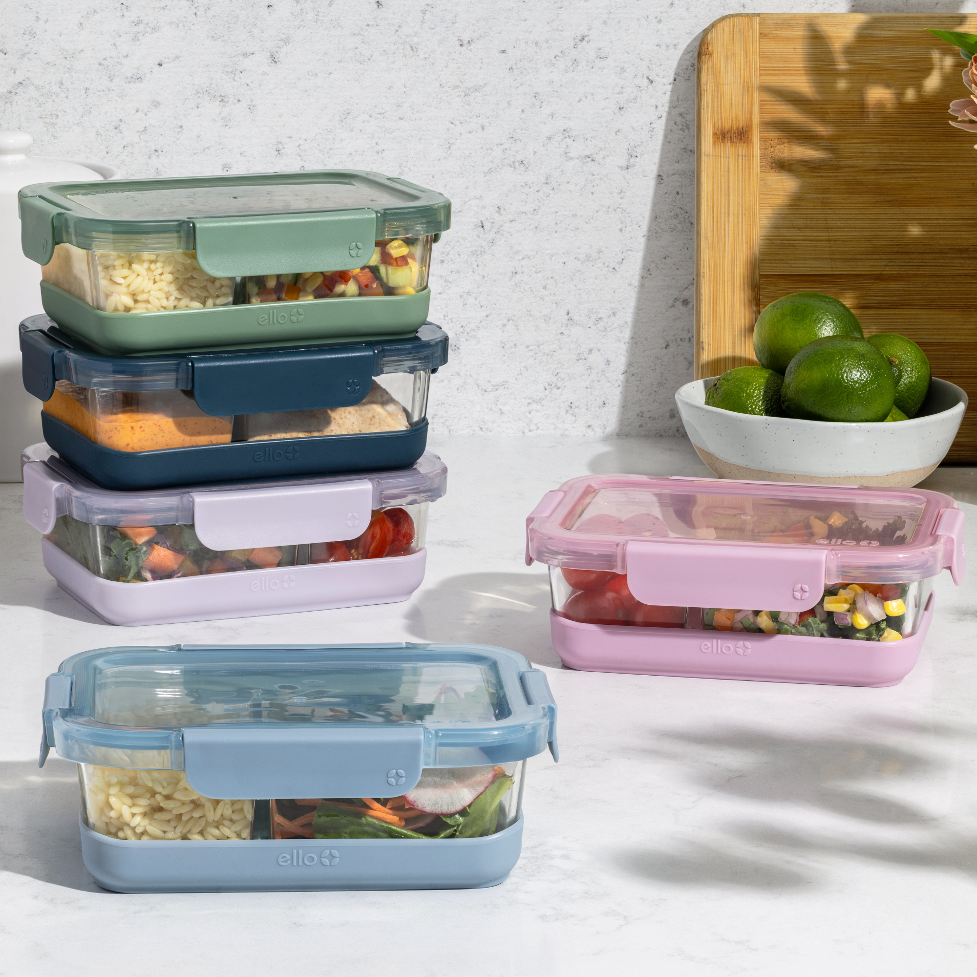 Ello Duraglass Refresh 10pc (set of 5) Glass Meal Prep Food Storage Containers Set - Thumbnail 4