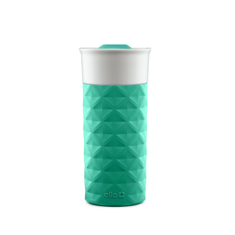 Copco BPA Free Reusable Travel Coffee Mug w/Lid - 16 ounce - White &  Turquoise