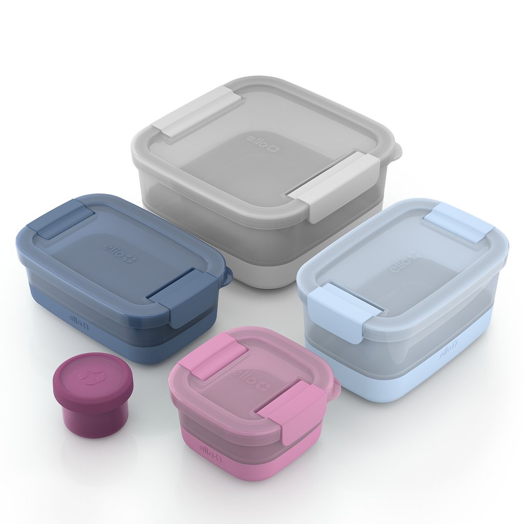 ello 10pc Plastic Food Storage Container Set with Skid Free Soft Base - BPA  free 