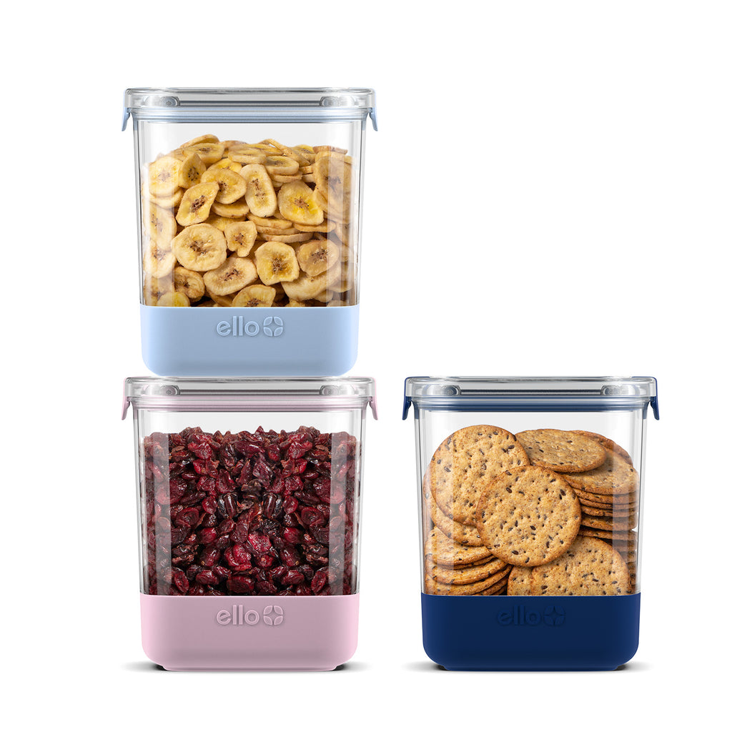 Plastic Food Storage Canisters with Airtight Lids, Set of 3