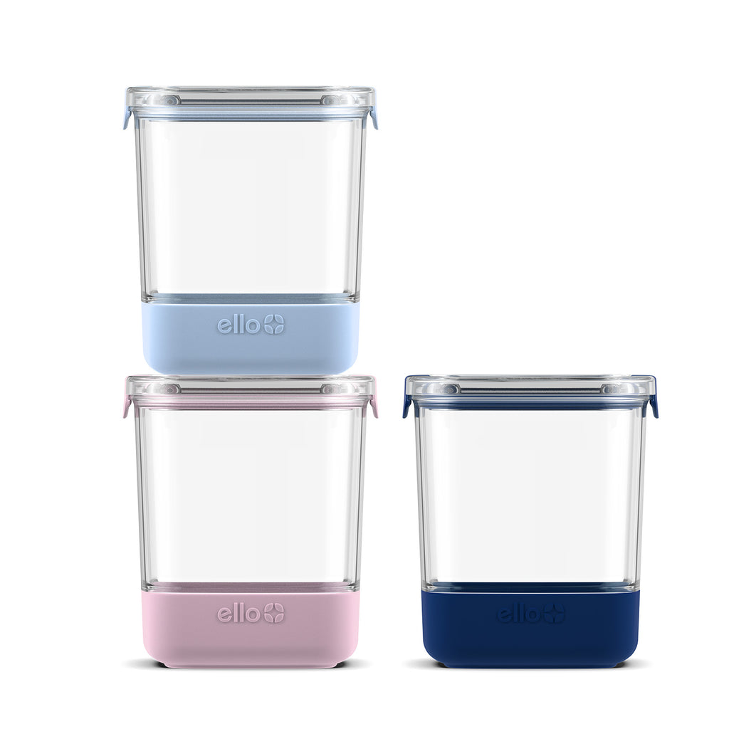Plastic Food Storage Canisters with Airtight Lids, Set of 3