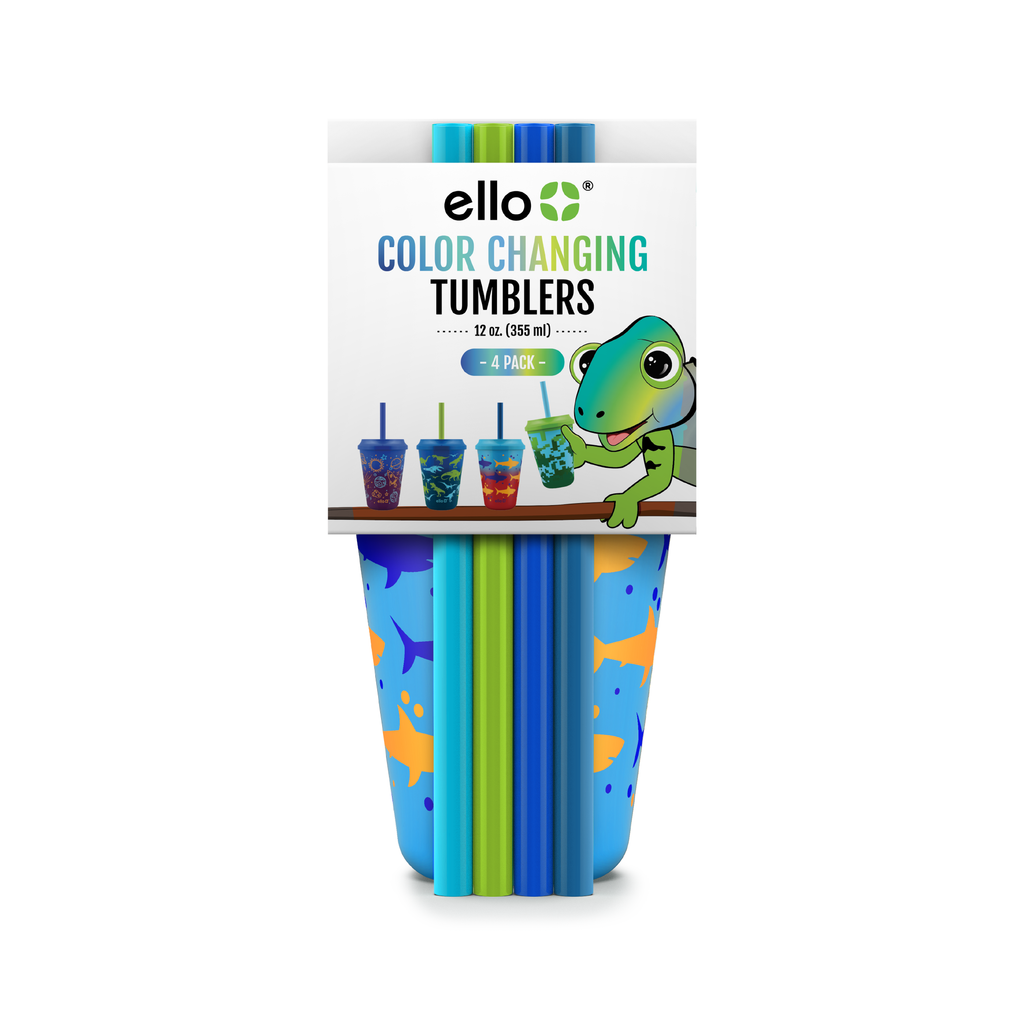 Ello Kids 12oz Color Changing Tumblers with Lids and Straws, 10 Pack-Fruit Pop