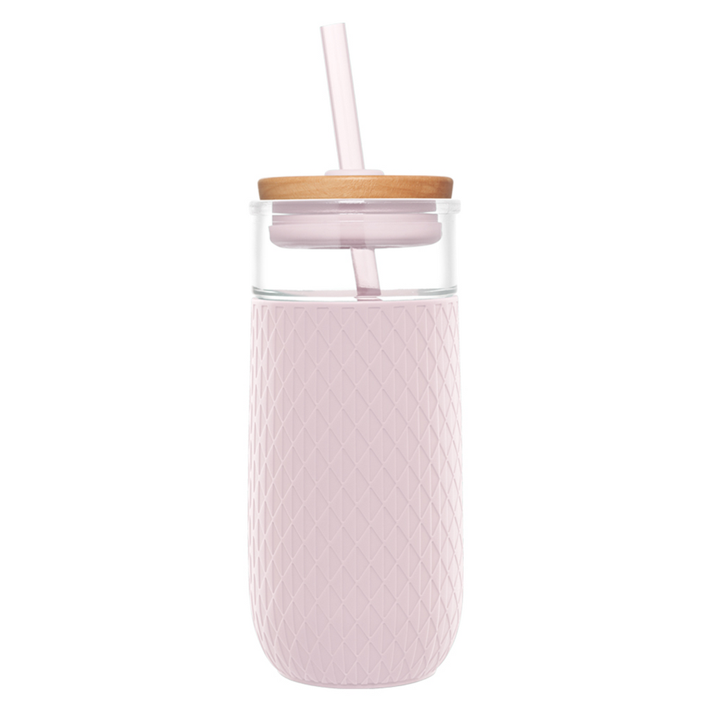 Aesthetic glass tumbler with straw