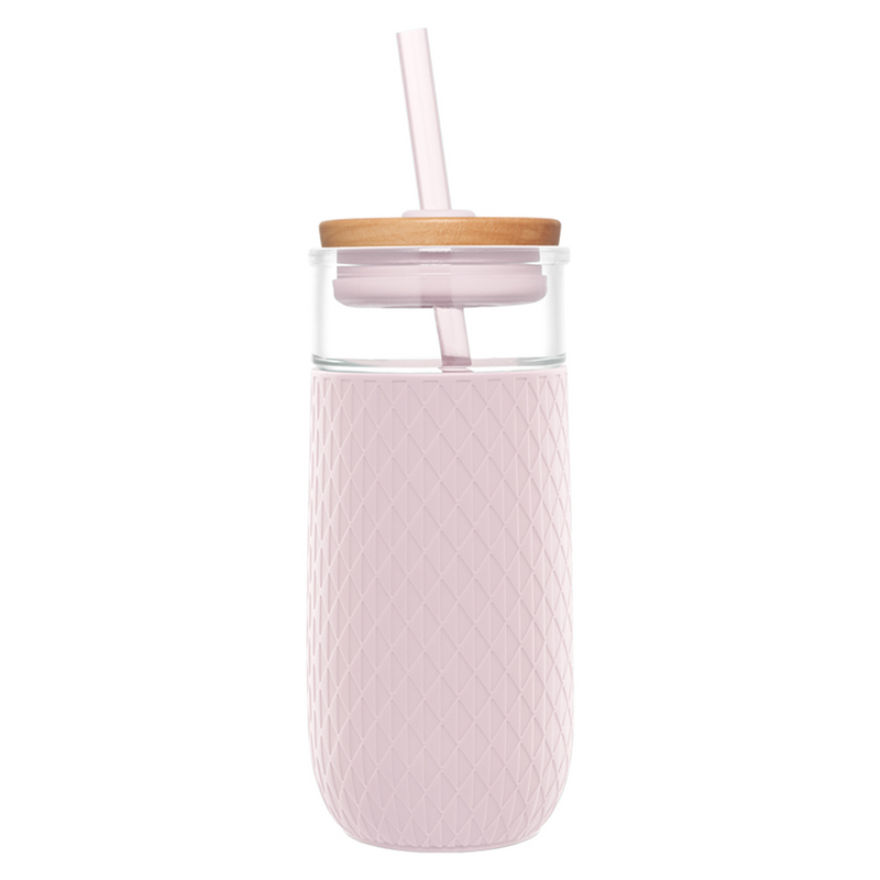 Glass Tumbler With Bamboo Lid And Straw, 32 Oz Iced Coffee Cup With Handle, Glass  Water Bottles With Silicone Sleeve, Two Straw - Boba Straw & Drinkin