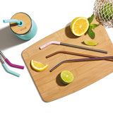 Stainless/Silicone Reusable Straws - Set of 6 (Mixed)